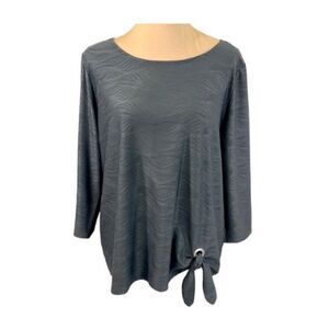 Chico’s Easywear Top Size 2 (12) Gray Textured Fabric